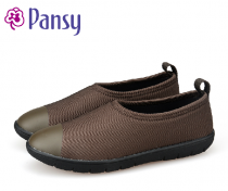 Pansy秋季新款中老年女单鞋坡跟圆头广场舞浅口休闲鞋平底妈妈鞋